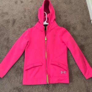 Pink under armor jacket with hoodie